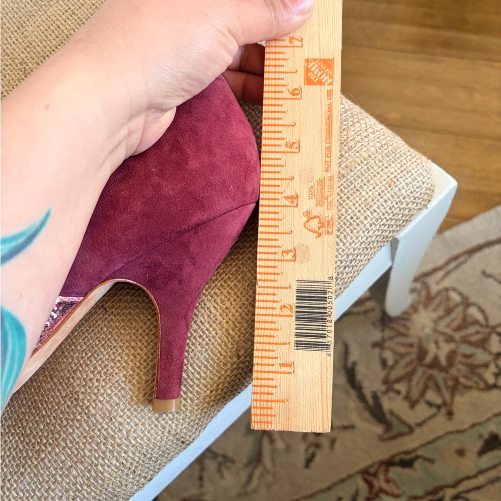 🩷Miss Albright🩷Women's Plum Suede & Rose Gold Glitter Heels - Picture 9 of 9